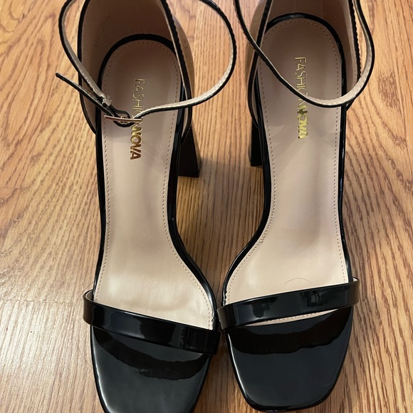 Black Patent Platform Sandals - Picture 2 of 5